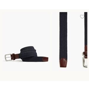 New! JCrew Factory Navy Mixed Rope Braided Belt Brown Leather Tip Mens XL